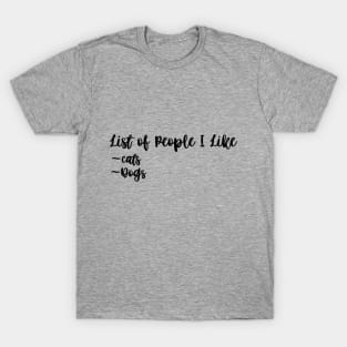 Womens List of People I Like Dogs T Shirt Funny Pet Lover Mom Graphic Tee Ladies T-Shirt